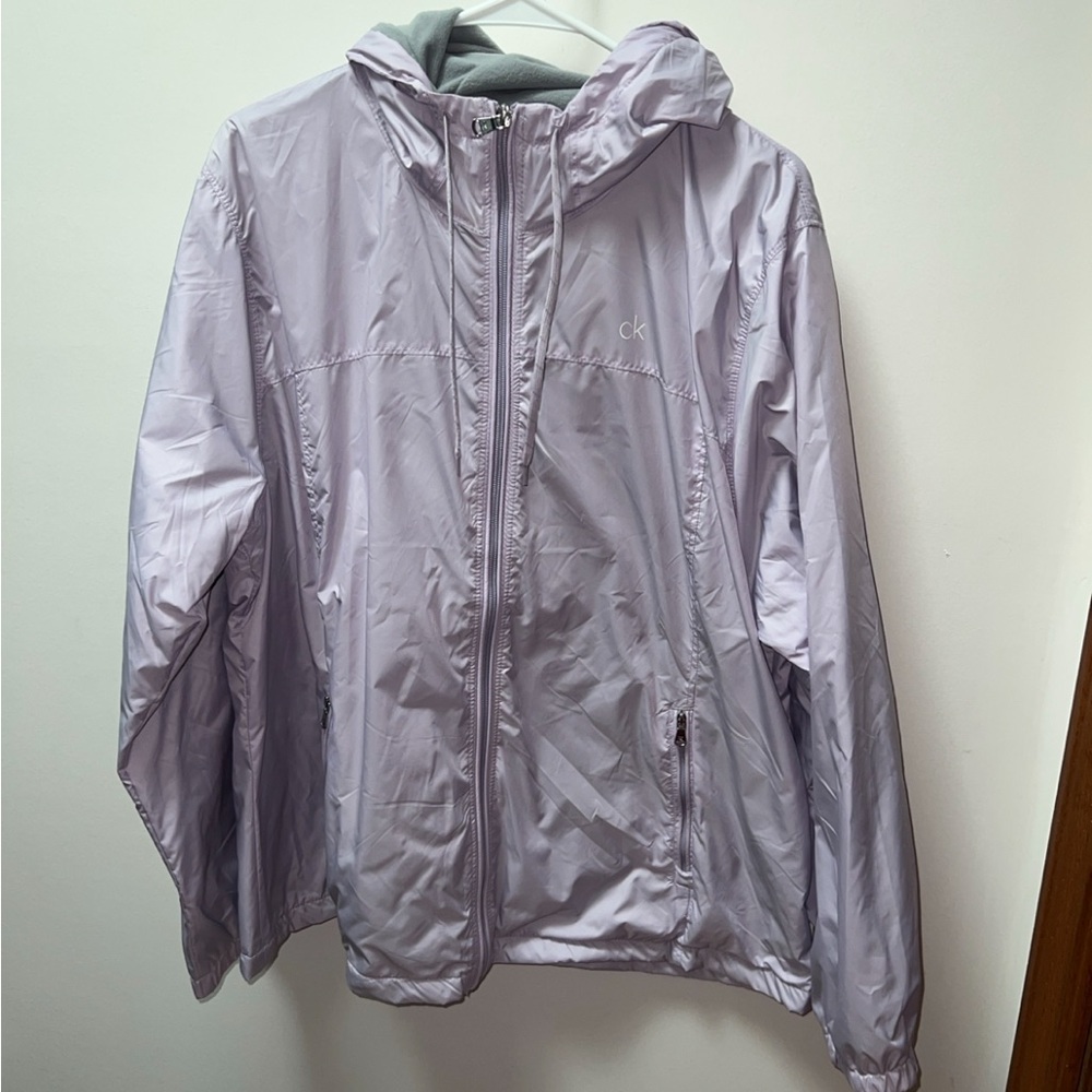 Calvin Klein Lavender & Gray Hooded Windbreaker Jacket XXL